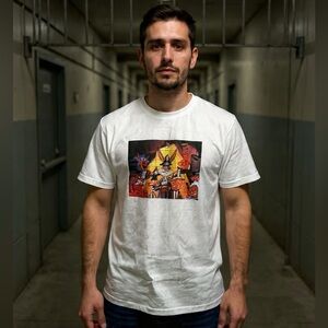 White Graphic Crewneck T-Shirt - Men's Casual Tee